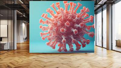 3D model of a dangerous virus close-up on a blue background Wall mural