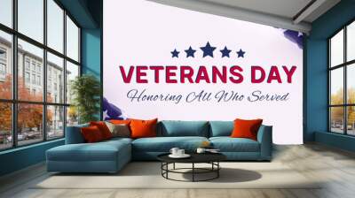 American Flag on the grey background with copy space . Border for Independence day or Veteran's day. Wall mural