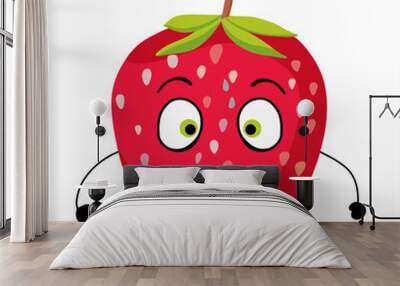 Funny strawberry. Cute fruit character. Vector fruits. Wall mural