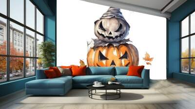 Autumnal Halloween Pumpkin Watercolor Wall mural