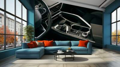 Closeup of automatic transmission inside car salon Wall mural