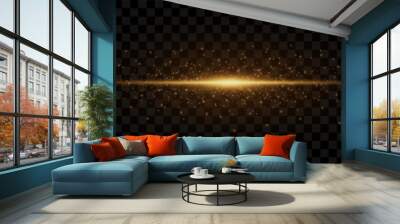 Gold line of light. Magic glow, particles of light, sparks. Glowing line png. Vector image.	
 Wall mural