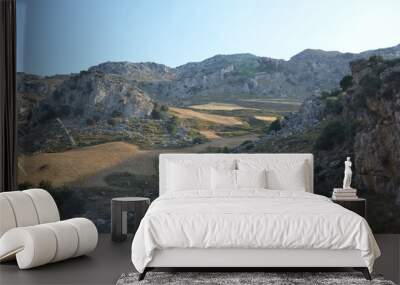 Greece Crete landscape mountains road panorama sea shore sun beach Wall mural