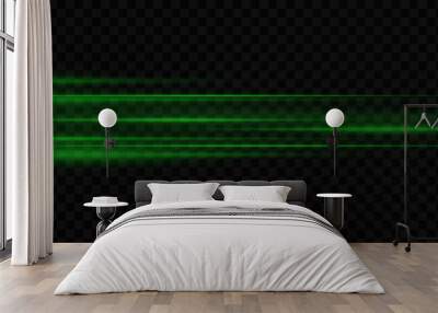 Green line flash. Neon rays light effect.  On a transparent background. Wall mural