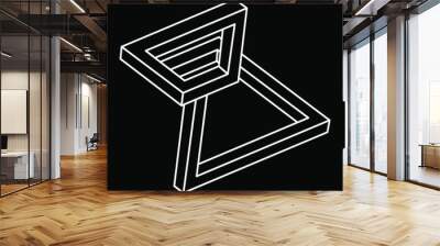 Impossible optical illusion shape. Optical art. Impossible figure. Sacred geometry object. Wall mural