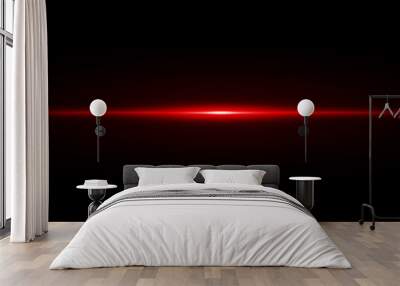 Lens flare Red light special effect Black background Wall mural