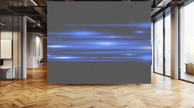 Movement of light effect. Speed ​​effect lines on a transparent background. Wall mural