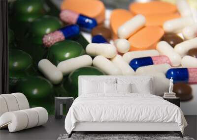  A lot of pills. A medicine for a sick person. Wall mural