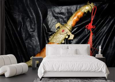 old dagger on black cloth Wall mural