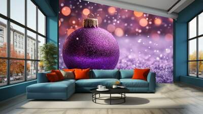 purple christmas bauble with beautiful lights
 Wall mural