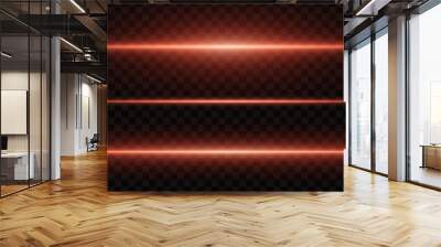 Red glowing lines. A beam of light and speed. On a transparent background. Wall mural