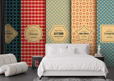 Retro vintage seamless pattern Wall mural