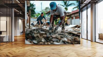 strength in unity: community rebuilding Wall mural