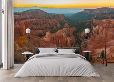 Bryce Canyon sunrise. Beautiful red rocks and colorful sky background Wall mural