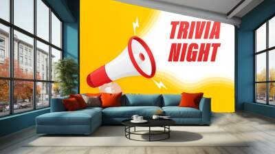 Trivia night megaphone on white background for flyer design. Vector illustration in flat style. Wall mural