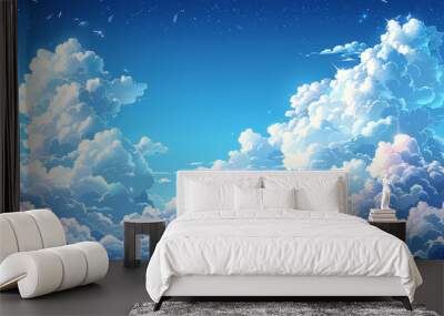 White beautiful clouds in the blue sky Wall mural