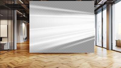 White line speed. The effect of a luminous vortex, the movement of rays. On a transparent background. Wall mural