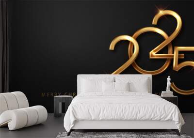 Happy new year 2025 banner. Golden Vector luxury text 2025 Happy new year. Gold Premium Numbers Design Wall mural