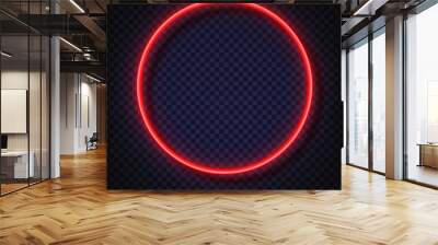 Neon light round banners . Vector Neon light frame sign. Realistic glowing red neon round frames isolated on transparent background. Shining and glowing effect. Plates with a place for inscriptions. Wall mural