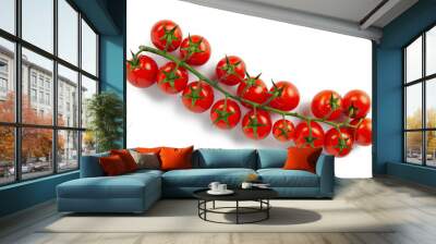 Cherry tomato branch close-up isolated on white background Wall mural