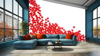 tiny red hearts over white background Wall mural