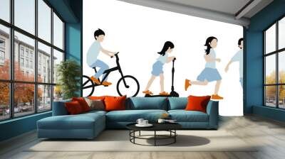  kids illustration - children ,boys and girls playing Wall mural