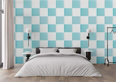 blue, white tile background, tiled checkered pattern Wall mural