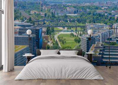 city aerial - public park in downtown berlin Wall mural