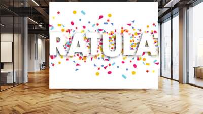 congratulations text and confetti illustration - congratulation   Wall mural