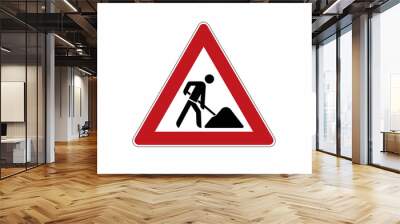 construction site sign - traffic sign Wall mural