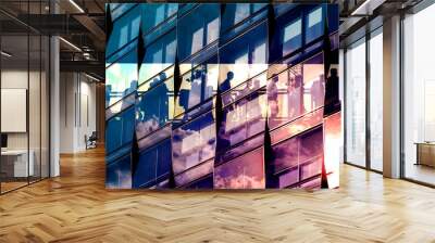 people and city double exposure - abstract business concept  - Wall mural