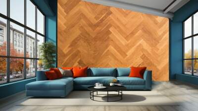 wooden floor background - herringbone parquet background Wall mural