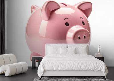 concept of preserving and saving money. Pink piggy bank isolated on a transparent or white background. Wall mural