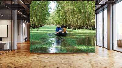 Tourism rowing boat in Mekong delta, Vietnam Wall mural