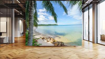 Tropical beach with coconut palm trees in resort Wall mural