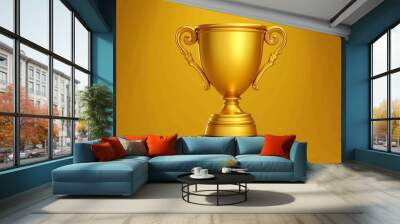 A gleaming golden trophy symbolizing ultimate triumph standing_ Wall mural