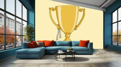 A golden trophy with a ribbon attached celebrating_ Wall mural