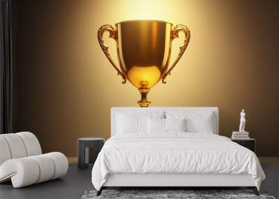 A large golden trophy reflecting the light of_ Wall mural