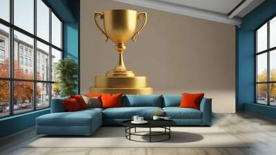 A polished gold cup standing tall on a_ Wall mural