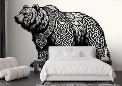 Illustration of a fierce bear standing on its hind legs Wall mural