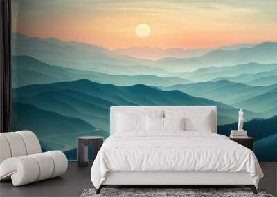 Pastel mountain road adventure Wall mural