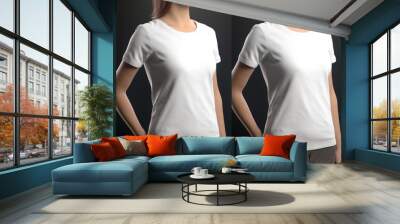 Women's White T - Shirt Mockup Set, Front and Back View, Generative AI	
 Wall mural