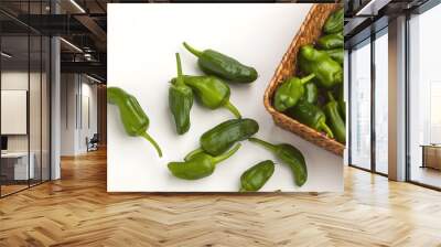 typical spanish padron peppers in a basket. Wall mural