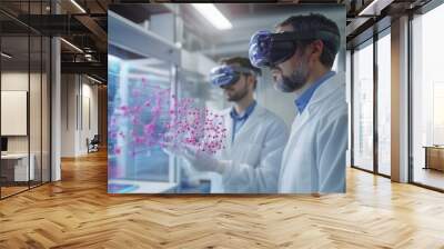 Futuristic Biotech Lab: Researchers Using Virtual Reality for Molecular Manipulation Wall mural