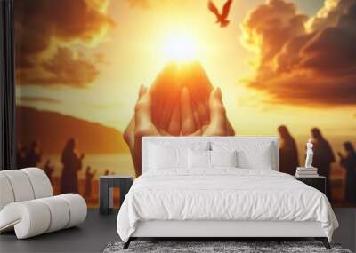 Hands to heaven praise and worship Wall mural