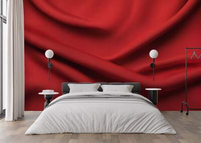 Luxury red satin fabric cloth abstract background, Red fabric texture background Wall mural