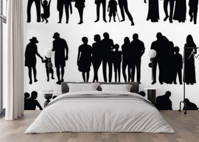 family silhouettes, people silhouettes collection, flat vector eps, named and organized layers, transparent background Wall mural