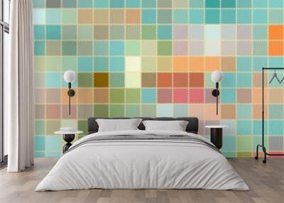 Mosaic seamless pattern from colorful squares. Patchwork design. Vector. Wall mural