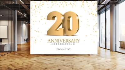 Anniversary 20. gold 3d numbers. Wall mural