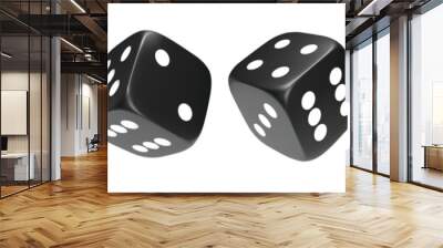 black photorealistic 3d cube for games. dice icon in flight closeup isolated on white background. ve Wall mural